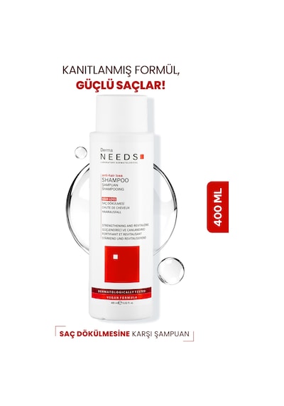 Derma Needs Saç Dökülmesi Karşıtı Şampuan 400 ML Güçlendirici Amino Asit, Biotin, B3/b5/b7 Vitamin Sülfatsız