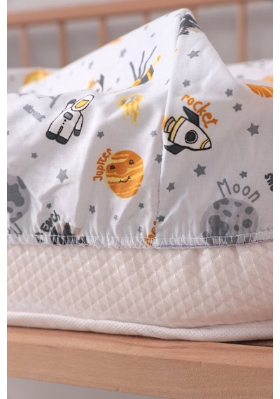 Baby %100 Pamuk Astronot Bebek Nevresim Takımı - Gri