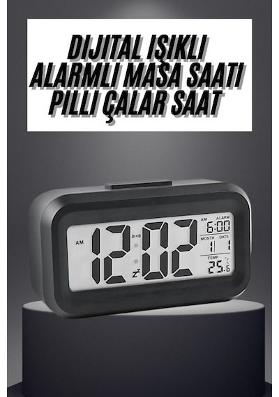 Gece Dijital Masa Saati Dijital Alarmlı Led Ekran Pilli Çalar Saat Renkli 30804293