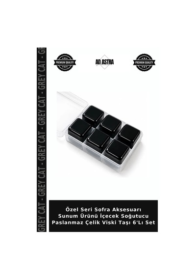 Özel Seri Sofra Aksesuarı Sunum Ürünü İçecek Soğutucu Paslanmaz Çelik Viski Taşı 6'lı Set