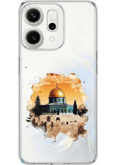 Oppo Reno 14 5g Uyumlu Mescid-i Aksa Tasarımlı Baskılı Silikon Kılıf Renkli