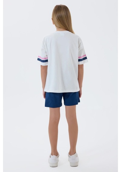 U.S. Polo Assn. Kız Çocuk 2 Li Şort T-şhirt Takım Beyaz-2328 Beyaz