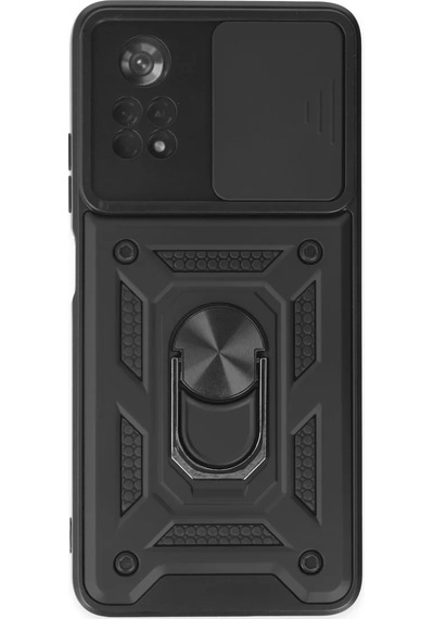 Newface Xiaomi Poco X4 Pro 5g Kılıf Pars Lens Yüzüklü Silikon - Siyah