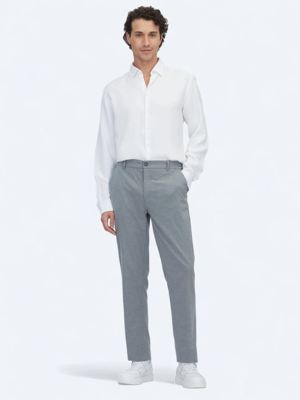 Beyaz Regular Fit Dokuma Casual Gömlek Beyaz