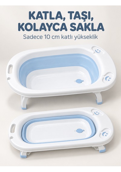Beylini Katlanabilir Bebek Küveti Soft Silikon Destekli Banyo Akordion Duş Oyun Alanı