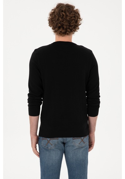U.S. Polo Assn. Erkek Slim Fit Bisiklet Yaka Siyah Basic Kazak 50313713-VR046