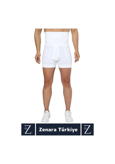 Gündelik Kaymaz Göbek Kalça Toparlayan Sıkılaştıran Bel Düzleştiren İncelten Erkek Duble Boxer Korse Beyaz