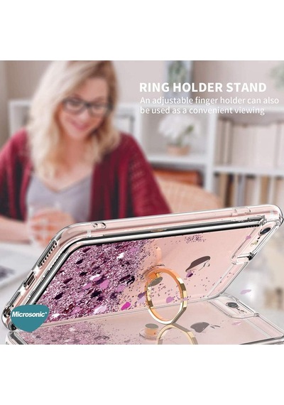 Samsung Galaxy A33 5g İçin Kılıf Glitter Liquid Holder Mor Galaxy A33 5g İle Uyumlu Kılıf - Mor