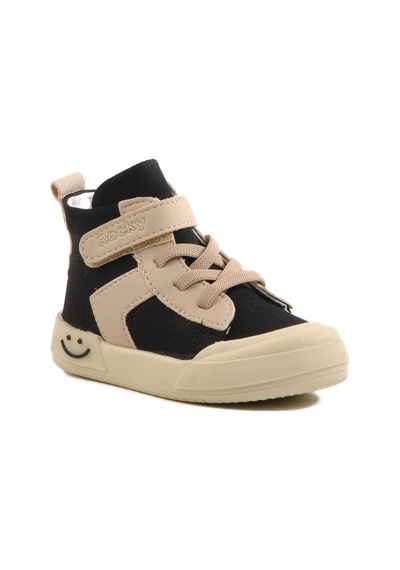 Siyah Keten Bilek Boy Cırtlı Unisex Çocuk Sneaker 7465 B Siyah