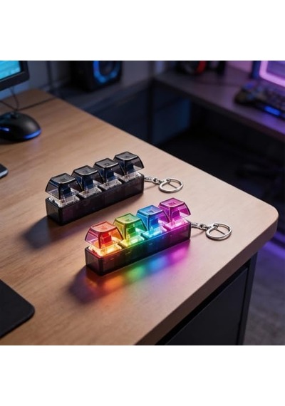 Rgb Klavye Fidget Oyuncak Anahtarlık, 4 Düğmeli Ve Renkli Led Işıklı, Stres Giderme, Evde Odaklanma Ve Eğlence İçin Taşınabilir Abs Clicker, Ofis, Şeffaf Beyaz