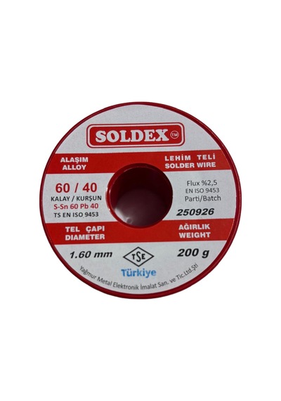 Soldex 1.60 Mm 200 G Lehim Teli 60/40 Kalay Kurşun Flux %2.5