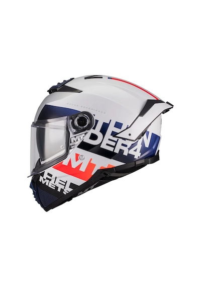 Mt Helmets Thunder 4 Sv Waves A17 Kapalı Kask Beyaz - Mavi - Kırmızı