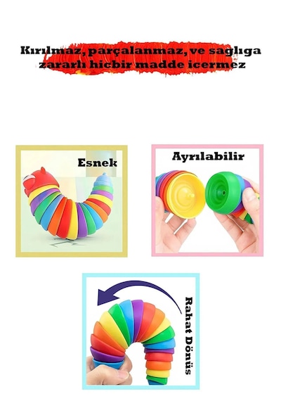 Renkli Tırtıl Oyuncak - Söktak Tırtıl - Eğlenceli Tırtıl - Renkli