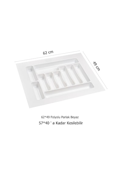 Çekmece İçi Kaşıklık 62 x 49 Cm Mutfak Çekmece Düzenleyici Gri