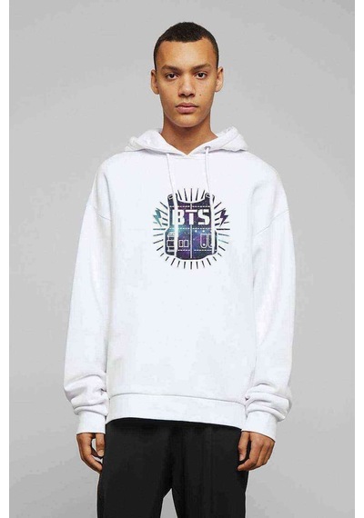 K Pop Bts Logo Koreli Grup Baskılı Beyaz Erkek Kapşonlu Sweat