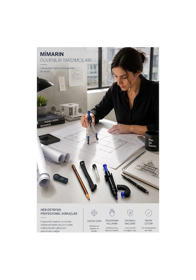 Metal Pergel Seti 7 Parça 1 Paket Maped Technic Compact Profesyonel Pergel Çizim Proje Matematik Mimari Çizim Seti