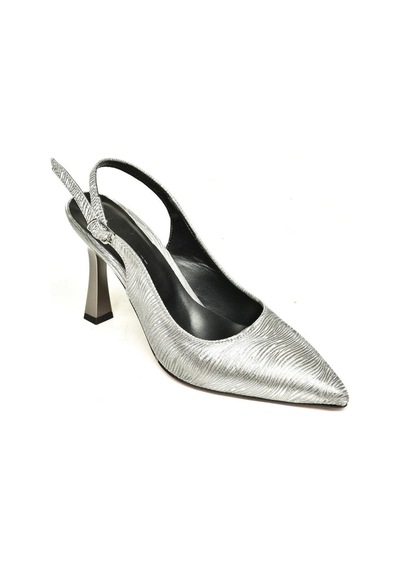 Fox Shoes U676289214 Platin Sim Kalın Topuklu Abiye Ayakkabı Platin