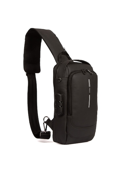 Adelina Bags Hırsızlık Önleyici Şifreli Kilitli Usb Girişli Göğüs Omuz Çantası Siyah