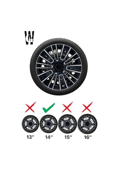 Fiat Egea Cross 14 İnç Jant Kapağı 4 Adet Siyah Gri C115
