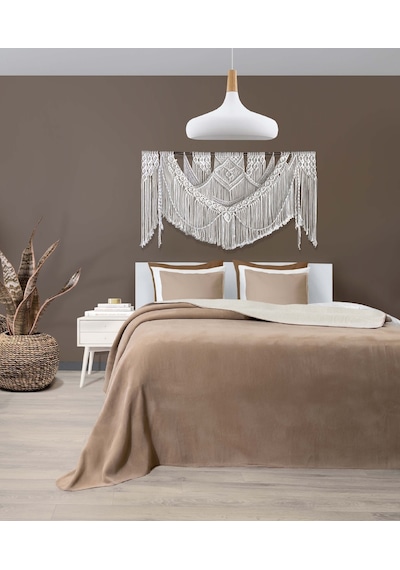 Twin Soft Pamuklu Tek Kişilik Battaniye Kahve Krem