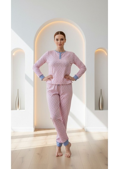 Divinus Ayıcık Desenli Patlı Pembe Kadın Pijama Takımı Pembe