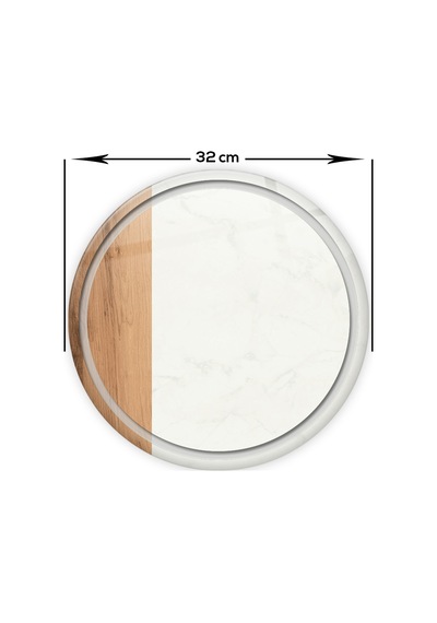 Kanallı Cam Kesme Tablası | Kenarı Ahşap Desenli | Çap32cm