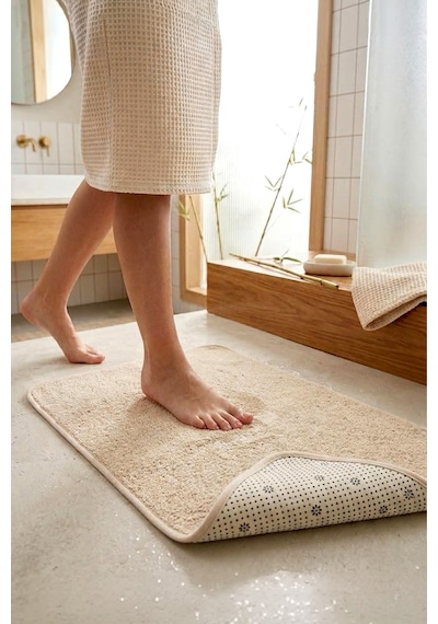 Kaymaz Tabanlı Yumuşak Banyo Paspası Halısı 40x60 Cm Kahverengi