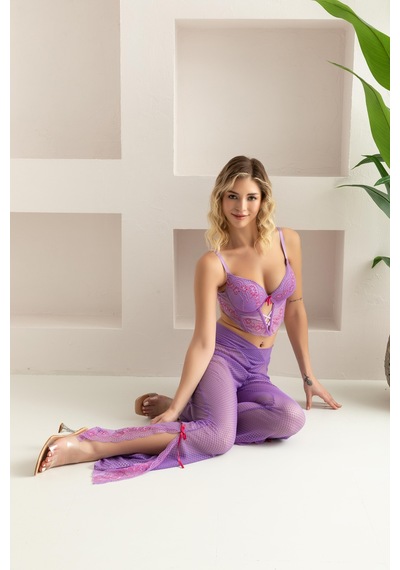 Sepya Bralet, Pantolon, String Takım Lila 32106 LILA
