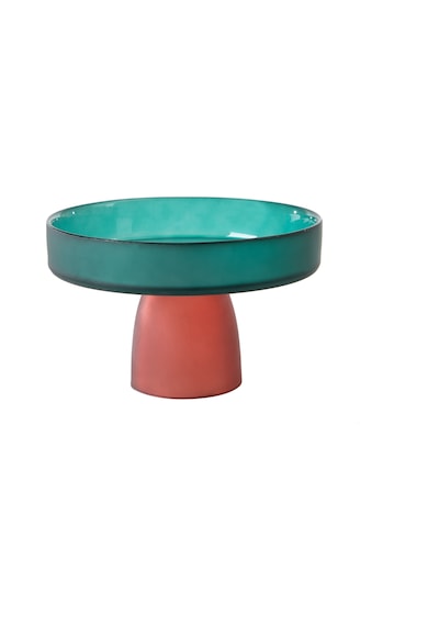 Mudo Home Colors Ayaklı Cam Sunum 18cm- Yeşil Çok Renkli