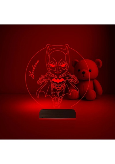 Luvivia Çocuk Odası Batman Çizgi Film Kişiye Özel 3d Lamba - Masa Gece Lambası Şeffaf