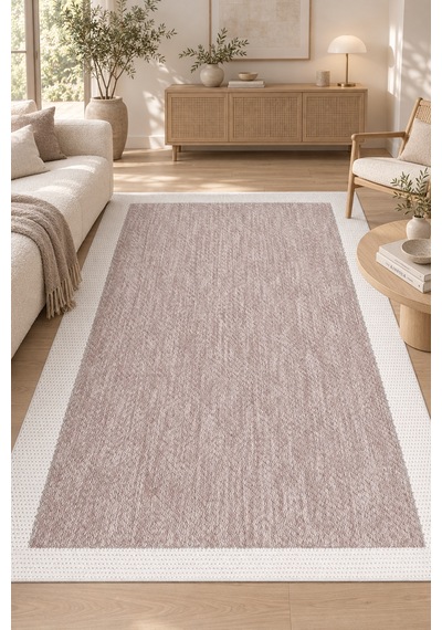 Kasen Sisal Halı Görünümlü Polyester Vizon Ekru Robot Süpürge Uyumlu Mutfak Oturma Odası Koridor Halısı Vizon/ekru