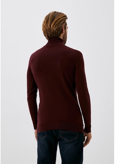 Erkek Tam Balıkçı Boğazlı Triko Bordo Slim Fit Pamuklu Sık Örme Kazak Ncs Jeans 3003-bordo Bordo