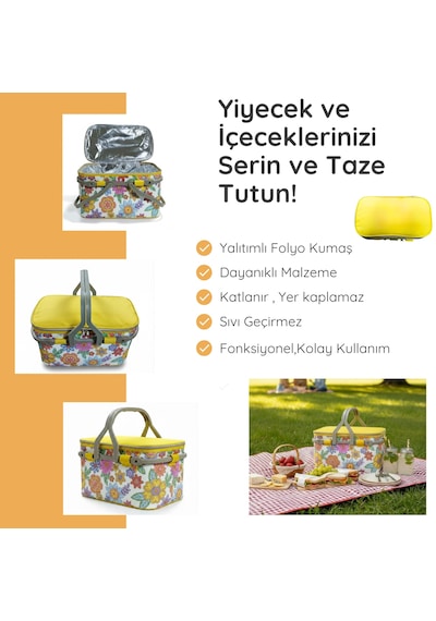 20 Lt Piknik Sepeti 1113 Picnic Bag -350 Çok Renkli