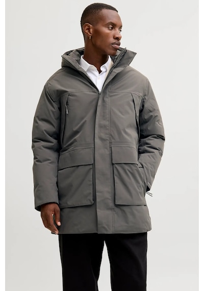 Jack & Jones Erkek Jprccmoon Su Geçirmez Kapüşonlu Kaban 12280904 Füme Füme