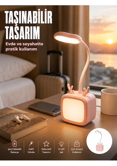 Modern Tasarımlı Şarj Edilebilir Led Gece Lambası Çok Renkli 24343458