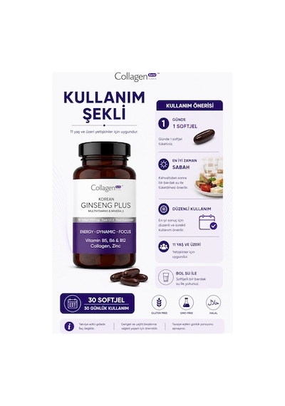 Collagen Forte Platinum Ginseng Plus Multivitamin & Mineraller Collagen Tip 1-2-3 30 Kapsül