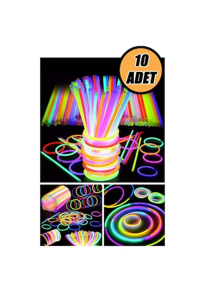 10 Adet Parti Eğlence Doğum Günü Parlayan Fosforlu Neon Renkli Eklenebilen Çubuklar Çocuk