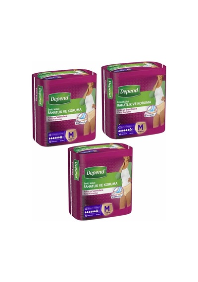 Depend Emici Külot Medium 3 x 10'lu