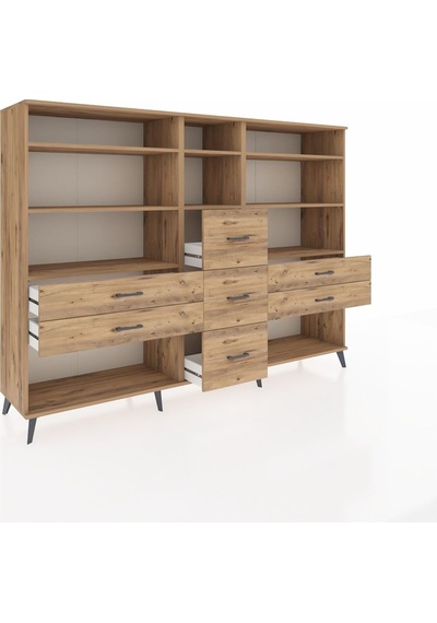 Hyperion Dolap 8 Raflı 7 Çekmeceli 220x44x163 Çam-çam Çam-çam