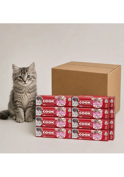 Cook Akıllı Kedi Tuvaleti 240 Adet 1koli/12paket/240adet Atık Torbası Çöp Poşeti X8779 X8623-x8624-x8620 İle Uyumludur