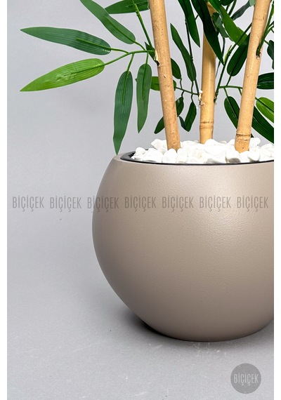 125cm Yapay Bambu Ağaci Mocha Küre Saksıda Kahverengi