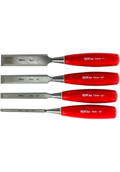 Rox Wood 0184 Ahşap Oyma, Düz Uçlu Iskarpela Takımı 4 Parça