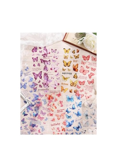Kolbi Craft 6 Sayfa 114 Adet Şeffaf Pembe Kelebek Sticker Bullet Journal Scrapbook Laptop Ajanda Planlayıcı Abanoz