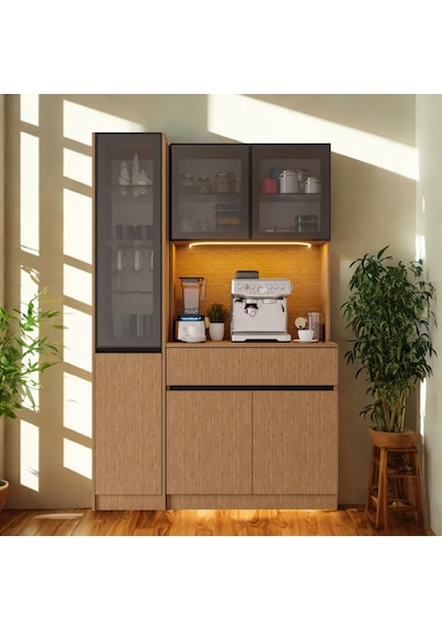 Nordıc Wood Led Li Kahve Köşesi Ünitesi Sol Vitrinli Füme Cam Komple Mdf Modern Mutfak Dolabı Kahverengi Nordıc Wood Led Li Kahve Köşesi Ünitesi Sol Vitrinli Füme Cam Komple Mdf Modern Mutfak Dolabı Kahverengi
