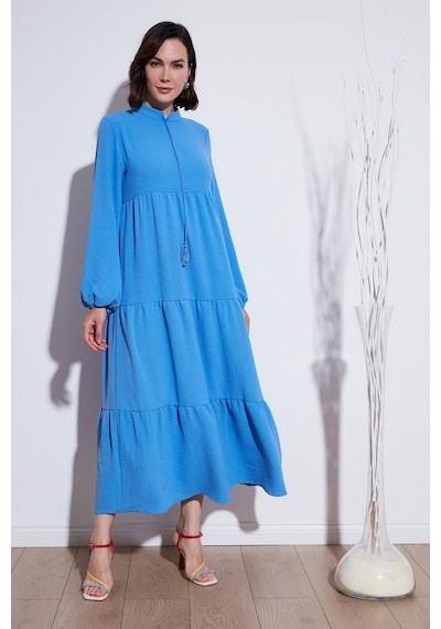 Lela Modest Regular Fit Dik Yaka Uzun Bayan Elbise 611El545 Açık Mavi Lela Modest Regular Fit Dik Yaka Uzun Bayan Elbise 611El545 Açık Mavi