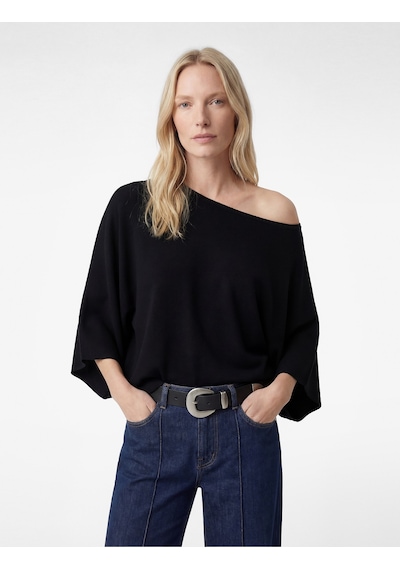Koton Uzun Yarasa Kollu Bisiklet Yaka Oversize Triko Panço Siyah 6wak90579ht Siyah