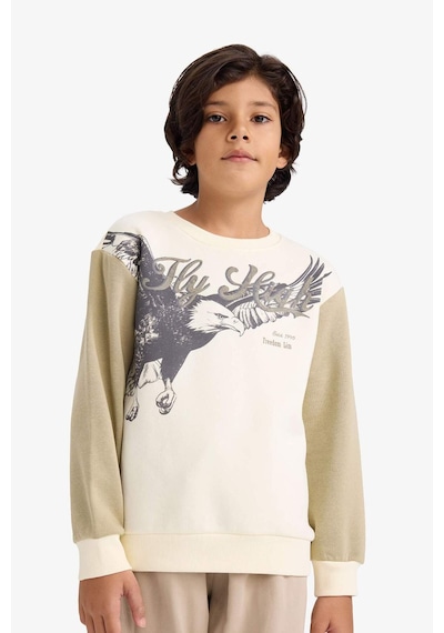 Defacto Erkek Çocuk Bisiklet Yaka Baskılı İçi Yumuşak Tüylü Sweatshirt G5554a825cwkh96 Haki-kh96