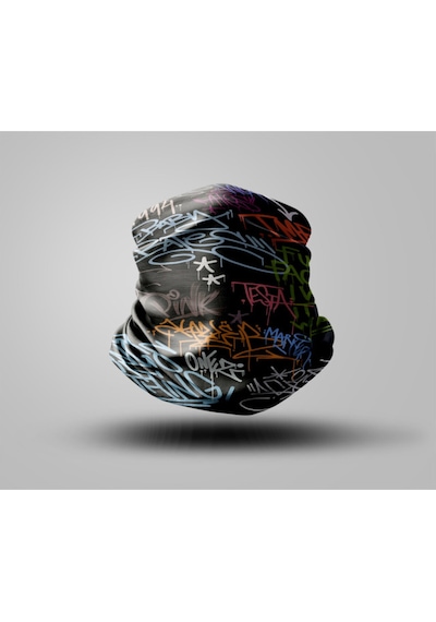 Buffalo Graffiti Tasarımlı Motorcu Buff Maske Outdoor Boyunluk Unisex Bandana Siyah