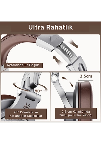 A71 Studio Hifi Kulak Üstü Kulaklık - 40khz Hi-res Audio, Çift Jak Girişli 3.5mm/6.35mm Gümüş