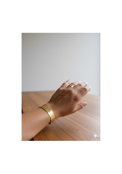 Som Pirinç Minimalist Ayetel Kürsi Bileklik Ve Yüzük Takımı Gold